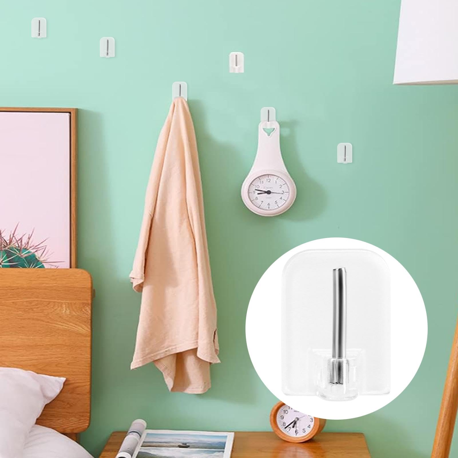 Ganci A Parete Autoadesivi Impermeabili - Portaoggetti Per Cucina Bagno Camera Da Letto (Bianco, Confezione Da 1) - 5