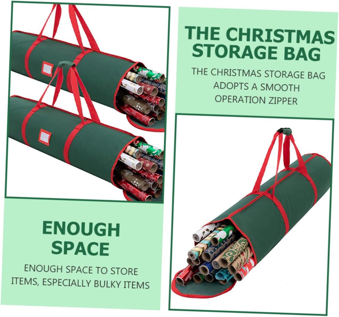 Christmas Wrapping Paper Storage Bag Oxford Heavy Duty Organizer with Double Handles for Party Supplies and Wrap Holder