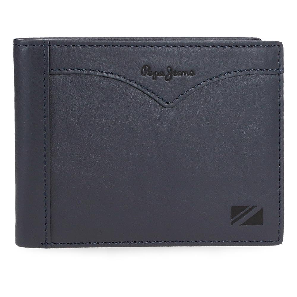 Pepe Jeans Jacket Billetero con Monedero Azul 12,​5x9,​5x1 cms Piel by Joumma Bags