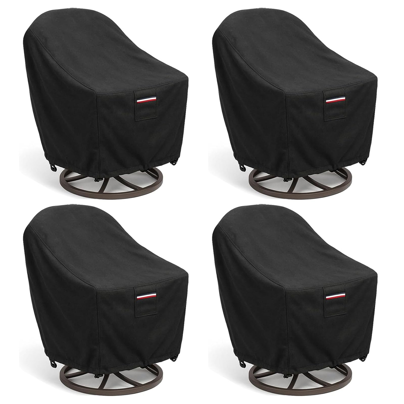 Outdoor Patio Chair Covers, Heavy Duty 600D Oxford Fabric, Weather Resistant Waterproof Furniture Protectors, Black, 30x34x36 Inches, 4-Pack