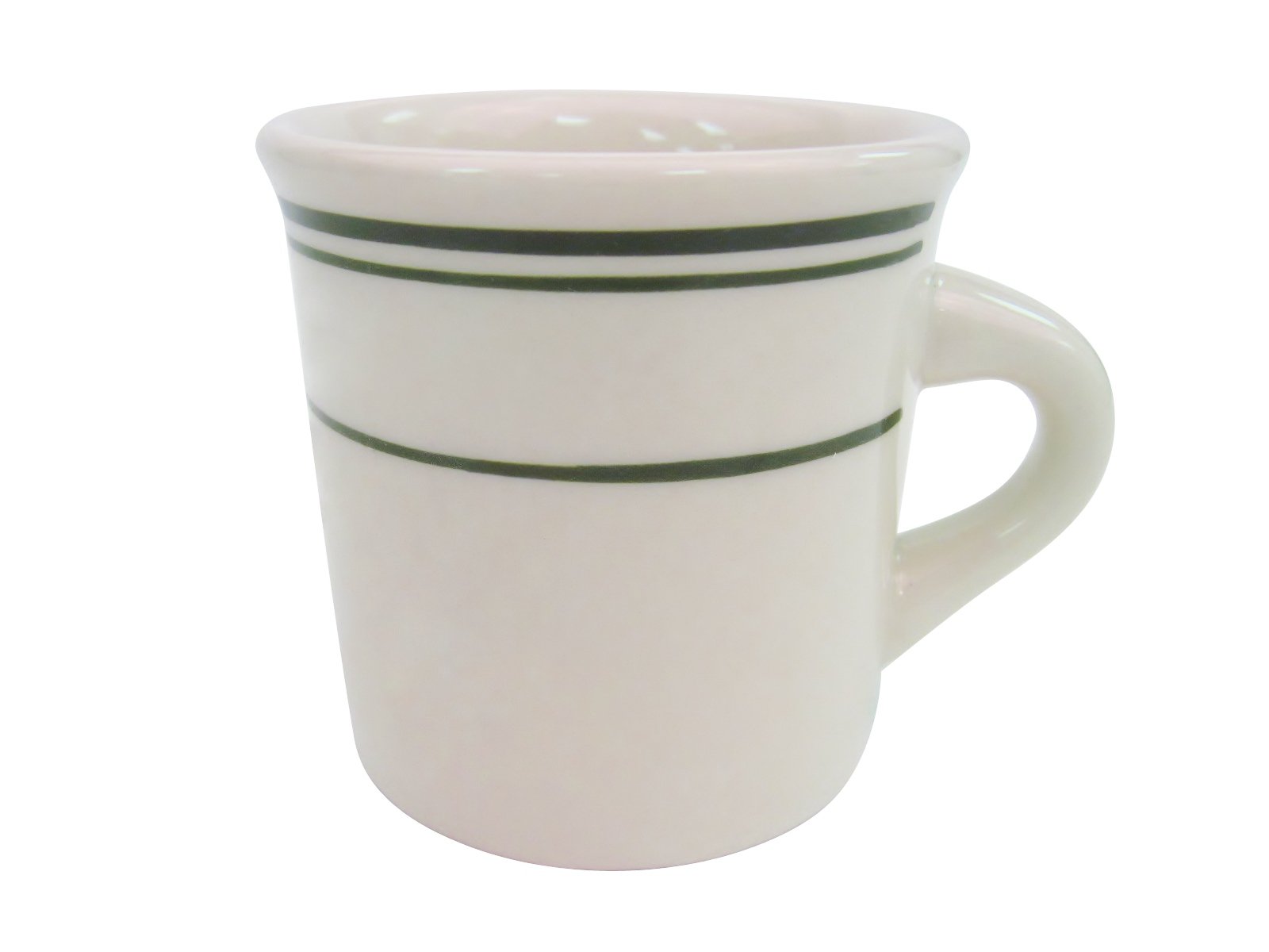CAC China GS-38 3-3 8-Inch Greenbrier 8-Ounce Green Band Stoneware Mug American White Box of 36