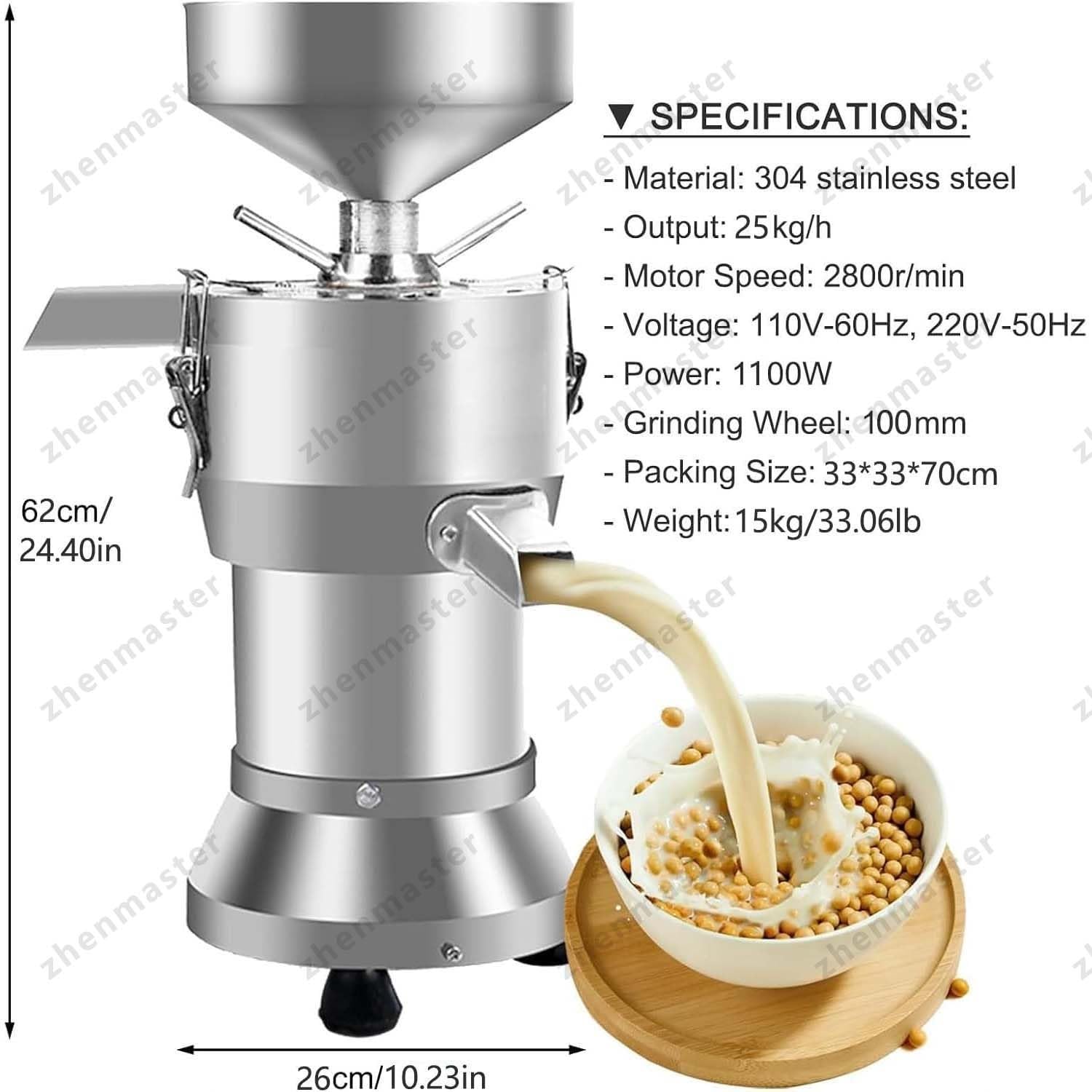 Przemysłowa Maszyna Do Mleka Sojowego 25kg/h, Automatyczna Separacja Pulpy, Młynek Ze Stali Nierdzewnej 1100W, Do Tofu I Napojów Roślinnych, Dla Gastronomii