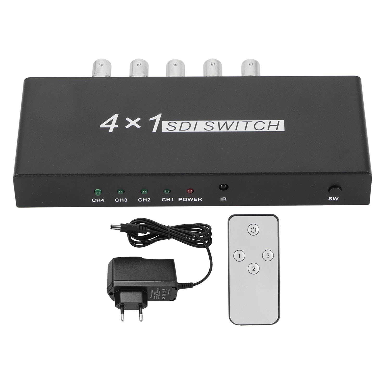 SDI 4x1 4 Kanały Sygnału SDI na kanał Sygnałowy, Obsługa Wejścia i Wyjścia Sygnału Full HD, z Pilotem do Stacji Telewizyjnych Monitorowanie Bezpieczeństwa (wtyczka UE)