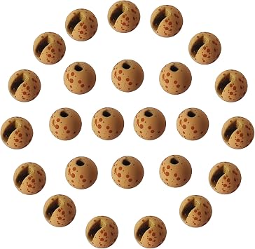 Eupheng 25pcs Mottled Tactical Slotted Tungsten Beads for Jig Hooks Fly Tying Assortment Nymph Head Fly Tying Materials 6 Colors / 5 Sizes