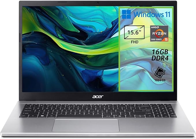 acer Aspire Go 15 AG15-42P-R5UW PC Portatile, Notebook, Processore AMD Ryzen™ 5625U, RAM 16 GB DDR4, 1024 GB PCIe NVMe SSD, Display 15.6" FHD, Scheda Grafica AMD Radeon, Windows 11 Home, Silver