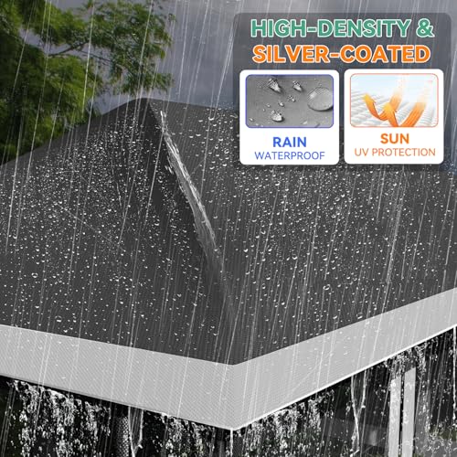 Image of COBIZI 12x20 Pop up Canopy Tent - Gazebo, Party Tents for Parties, Carpas para Fiestas, Large Outdoor Popup Patio Screened Gazebos, Shelter Tents with Net for Backyard, Commercial,Darkgrey
