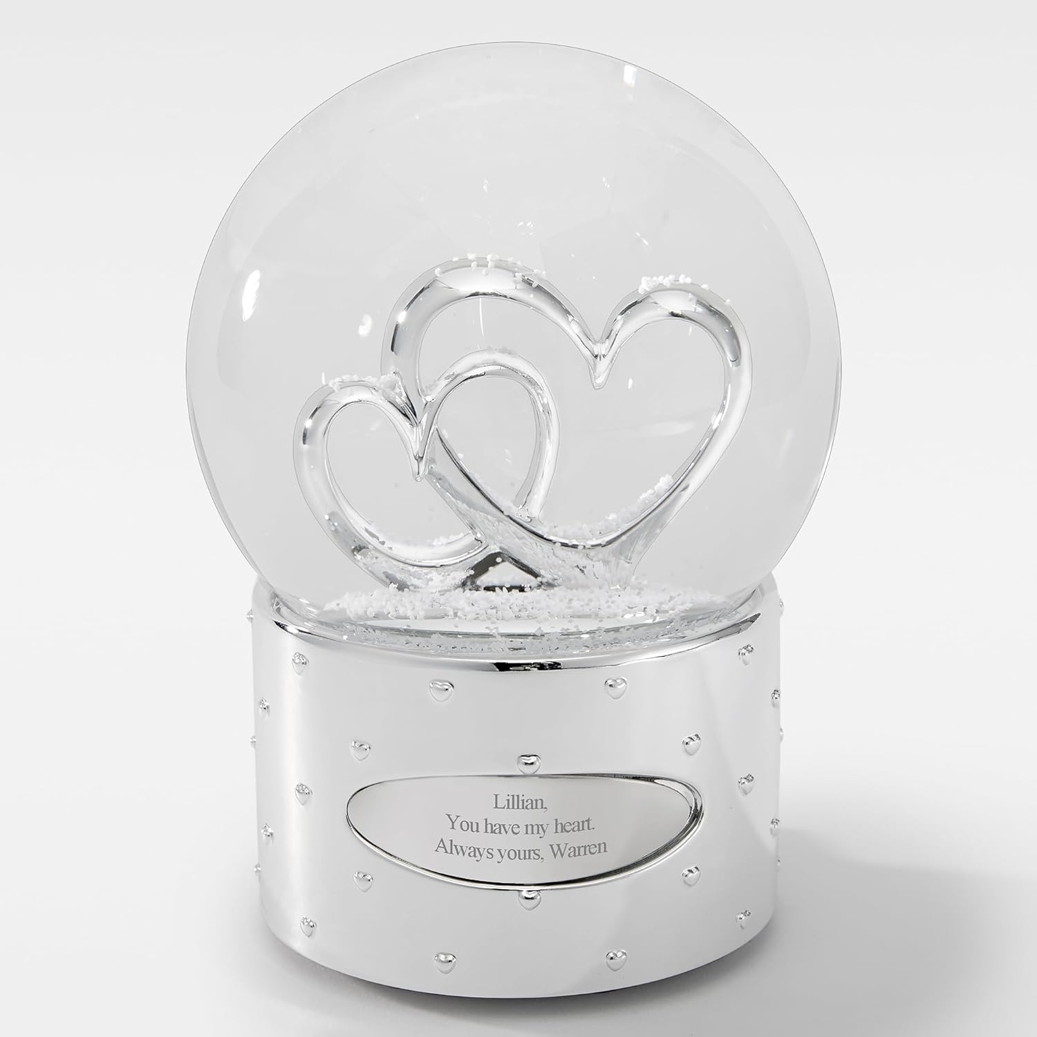 THINGS REMEMBERED Engraved Two Hearts As One Snow Globe (Free Customization)