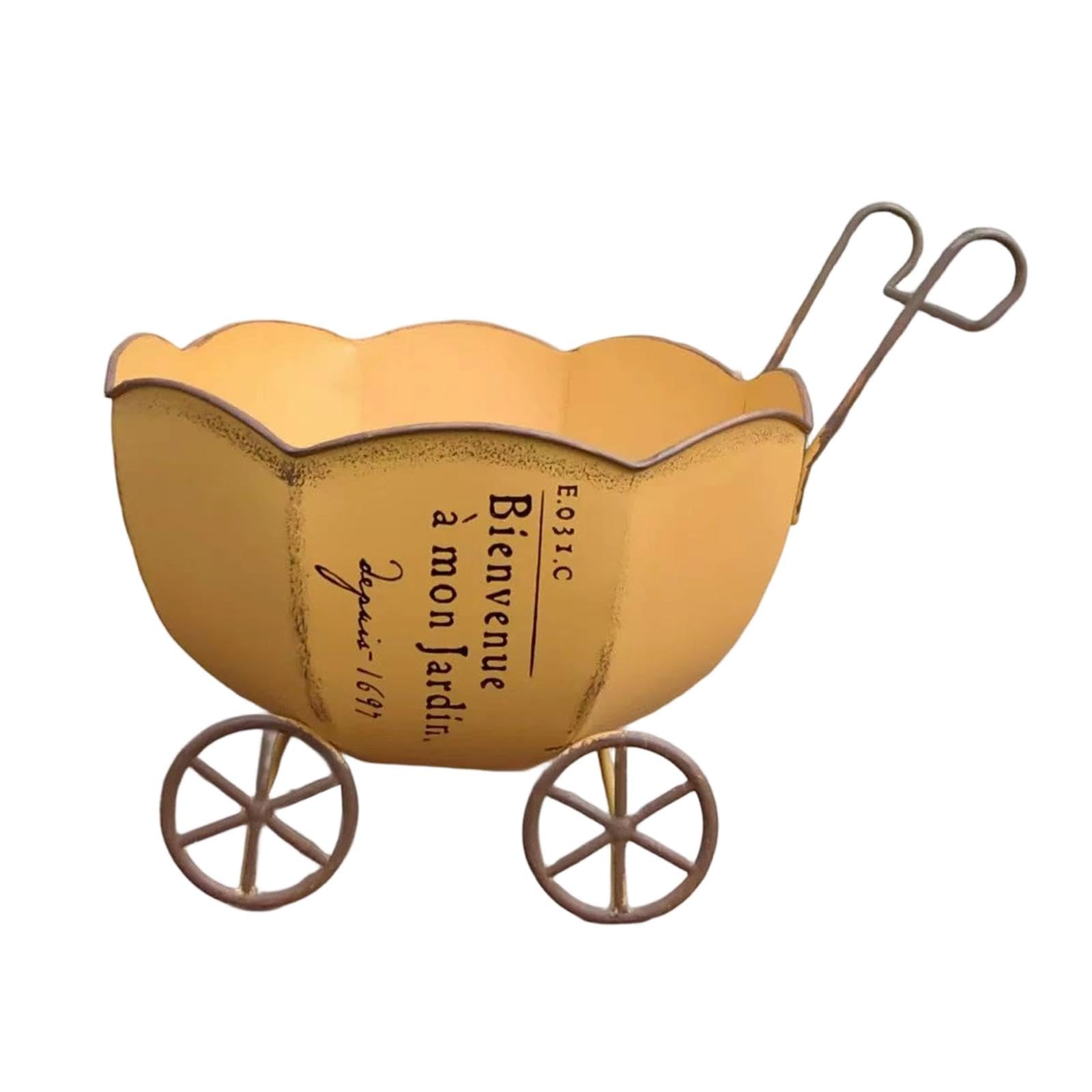 Decorative Garden Wagon Planter Home Park Raised Garden Bed Yard with Wheels Yellow-image-14