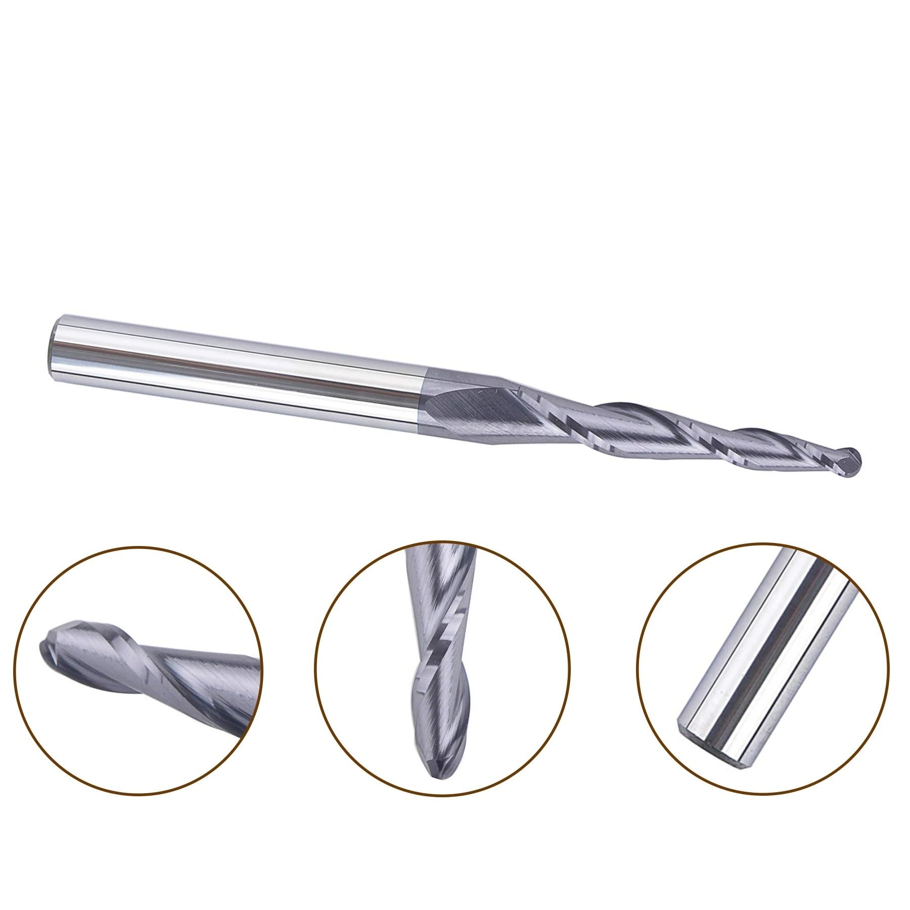 5 sztuk frezów stożkowych z węglika spiekanego z końcówką kulistą, trzpień 3,175 mm, frezy do rzeźbienia CNC R0.25-R1, powłoka TiAlN, 2-ostrzowe, do drewna/metalu(5PCS-HR0.25-D3.1-15)