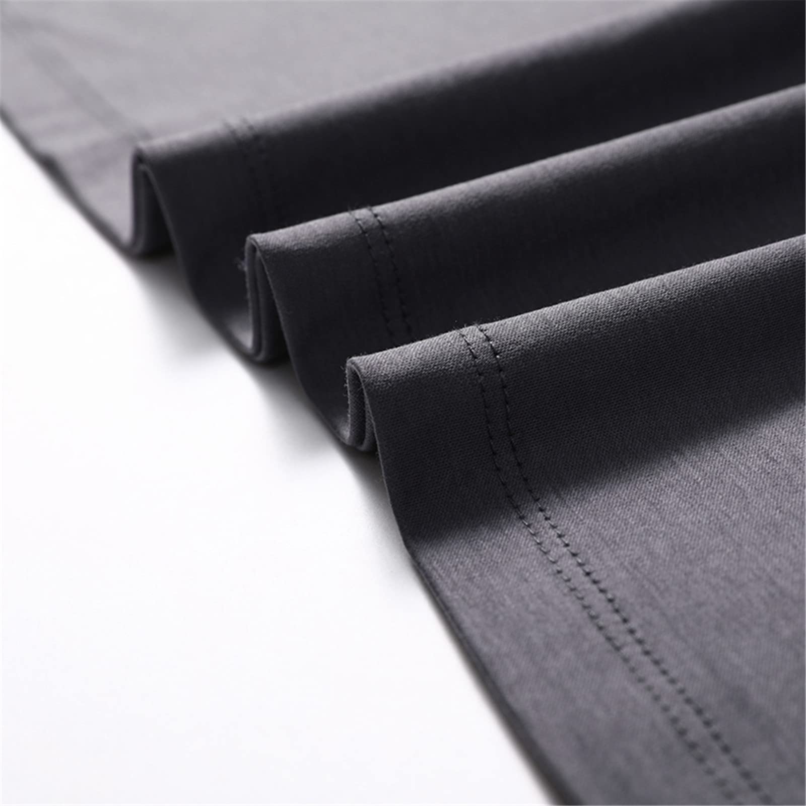 Moda cuello en V Color sólido algodón suave camiseta hombres manga larga Tops casual ropa para hombre, Negro, M
