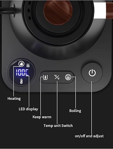 Miniatura 6 de Hervidor eléctrico digital inteligente con control de temperatura variable, interior de acero inoxidable, hervidores eléctricos de cuello de cisne