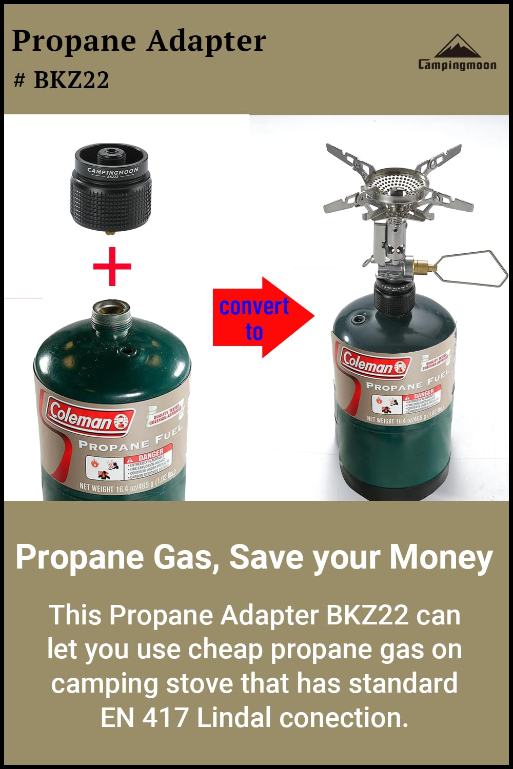 Amazon.com: CAMPINGMOON Small Propane to Butane Adapter, Input