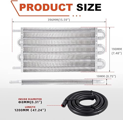 Miniatura 6 de BARTOO Kit universal de enfriador de aceite de transmisión de 516 pulgadas, kit de enfriador de aceite de aleta y tubo de 6 pasos de aleación de