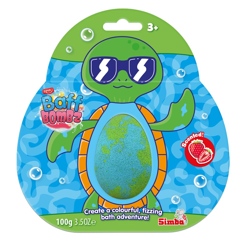 ZIMPLI - Large Turtle Baff Bombz on Gift Card, Party Bag Favours for Kids, Bath Bombs, Pocket Money Toy, Goody Bag Fillers for Classroom, Rewards & Game Prizes