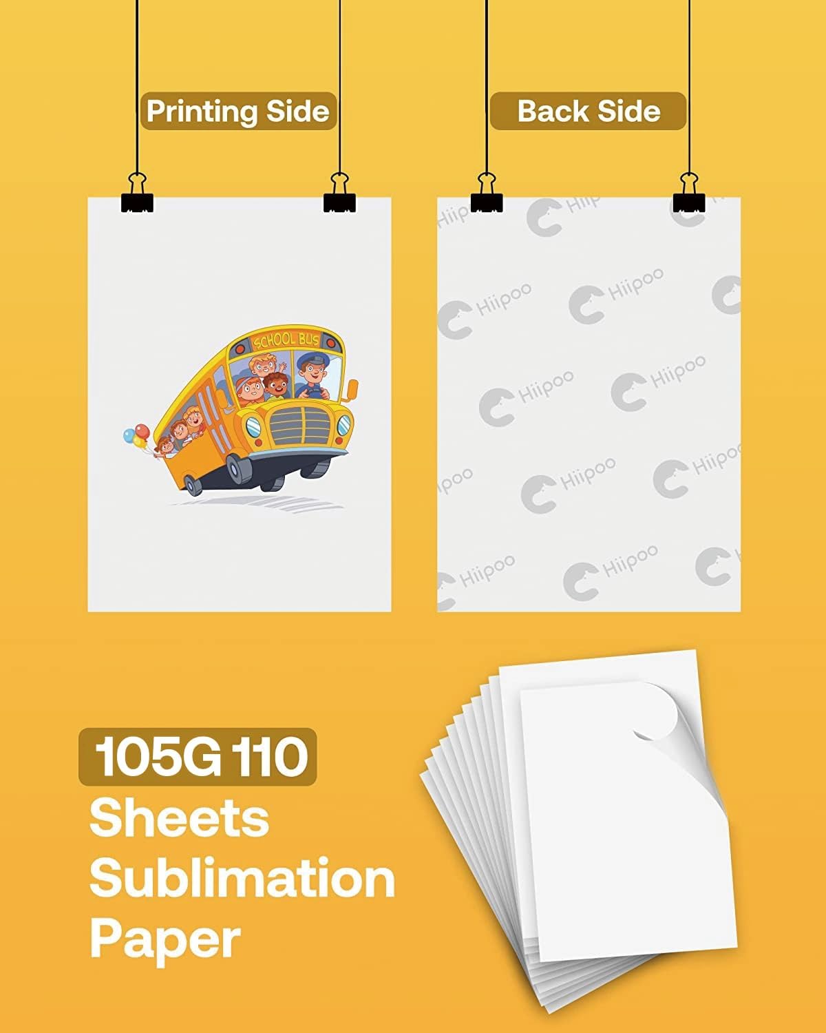 hiipoo sublimation paper 13x19 inch, work with sublimation ink and e sawgrass inkjet printers for mugs t-shirts light fabric and other sublimation blanks (110 sheets, 120g) 120g 13" x 19"