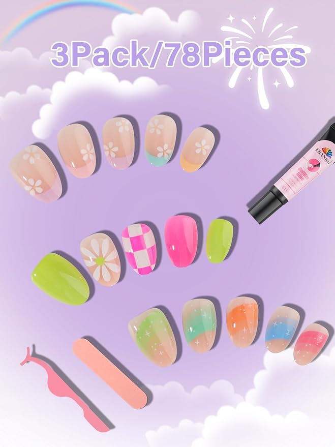 Cute Flower Press-On Nails for Kids! 🌸