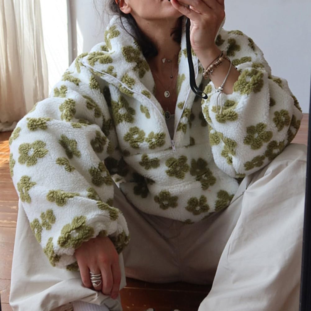 Maglione da donna casual a maniche lunghe oversize con cerniera maglione caldo vintage felpe per uso quotidiano e all'aperto