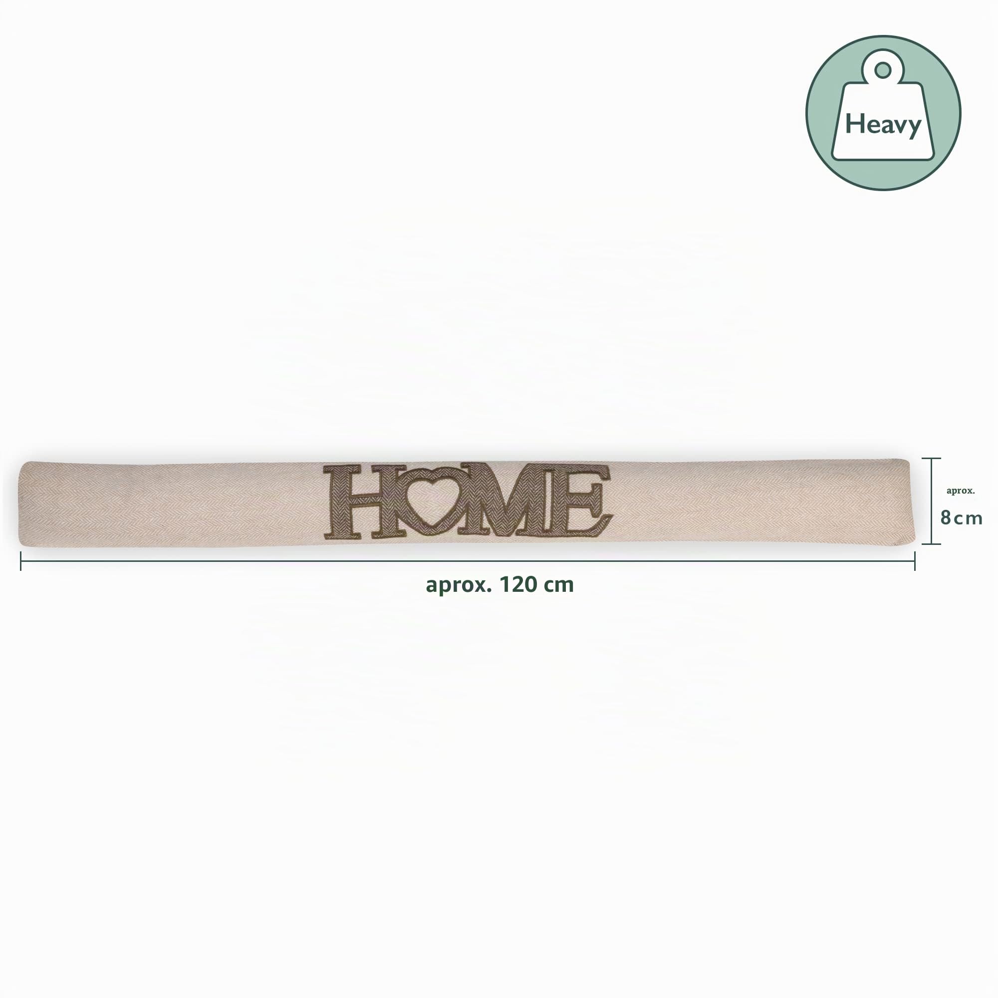 Beautuissu Set 2 Burlete Puerta 120 cm - Cojín Aislante Beige para Ventana Entrada Protección Frío Corrientes Aire 1,2 Kilo Burlete Cortavientos Puerta como Felpudo Decorativo - Tuuli HE