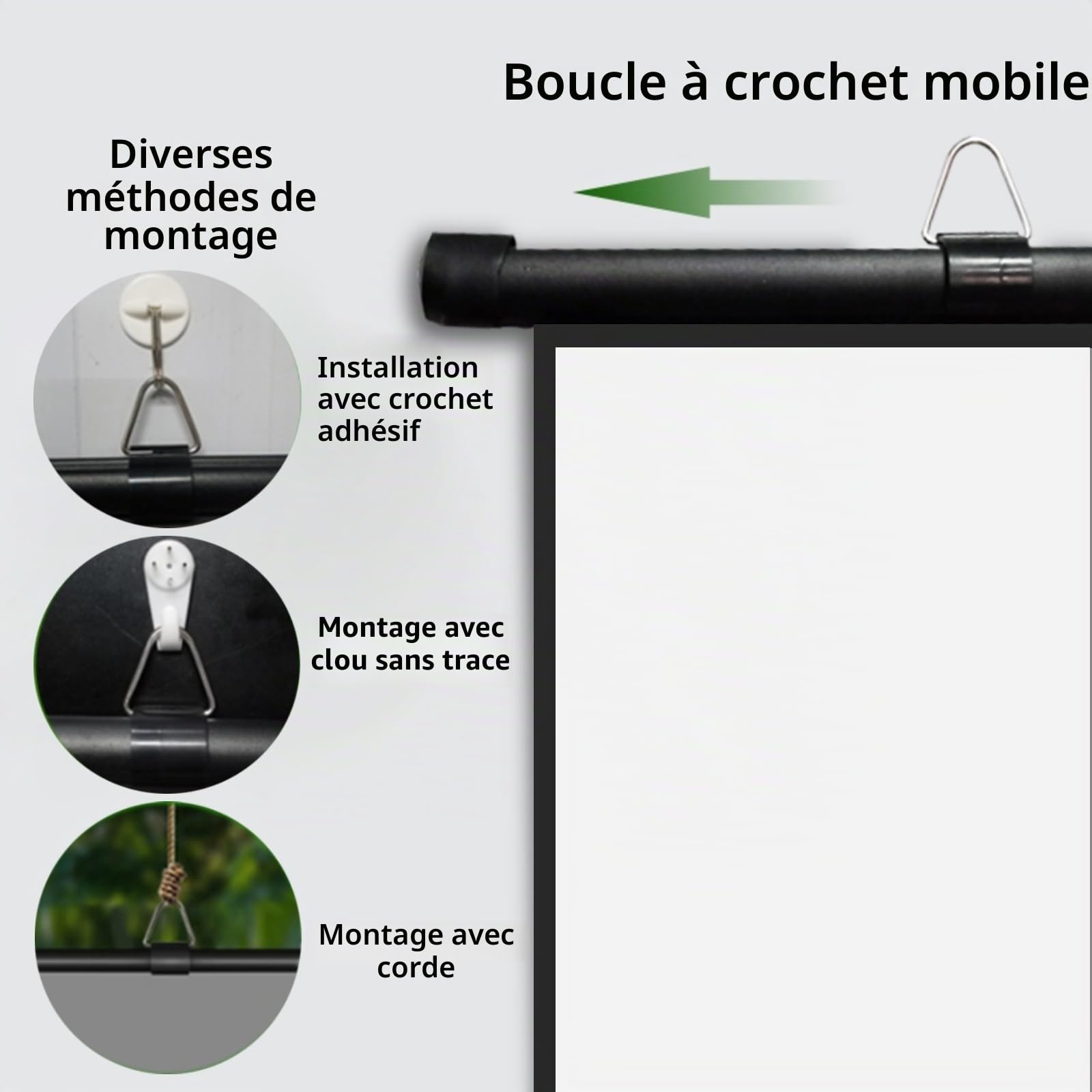 Toile Videoprojecteur Enroulable, Écran De Projection Manuel, pour Videoprojecteur en HD TV 16:9 4:3 Ecran De Projection Portable, Fixation Mur Ou Plafond, Anti-Plis Ecran Projecteur(4:3,40")