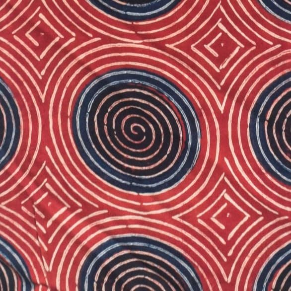 Image of Ethnics of Kutch Women's Ajrakh Modal Silk Natural Dye Hand Block Print Unstitched Kurta Fabric (For Lenght - Refer Bullet Point Below)