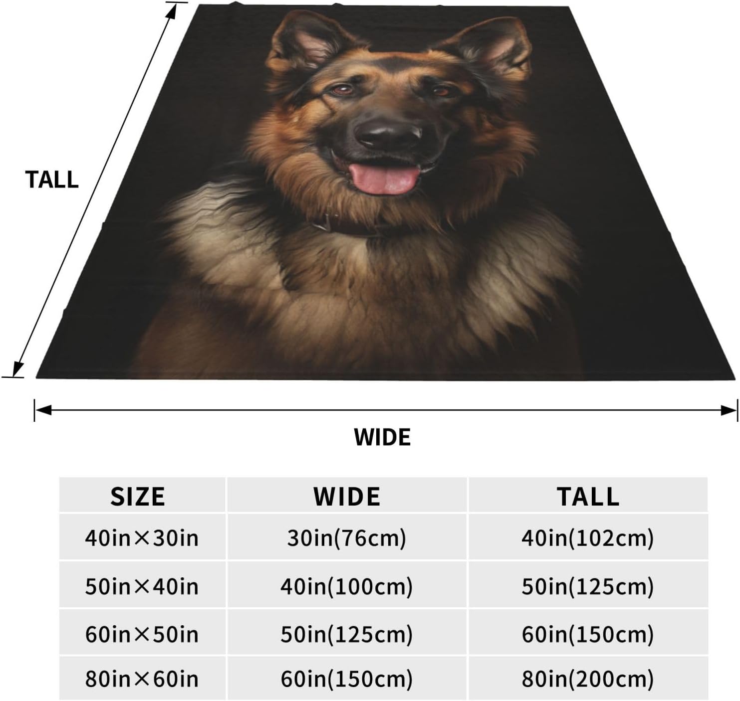 German Shepherd Plush Blanket for Boys & Girls, Super Soft Dog Lovers Gift, Animal Theme Pet Blanket for Bed & Sofa, Valentine's Day Decor, 60x50 inch - Image 3