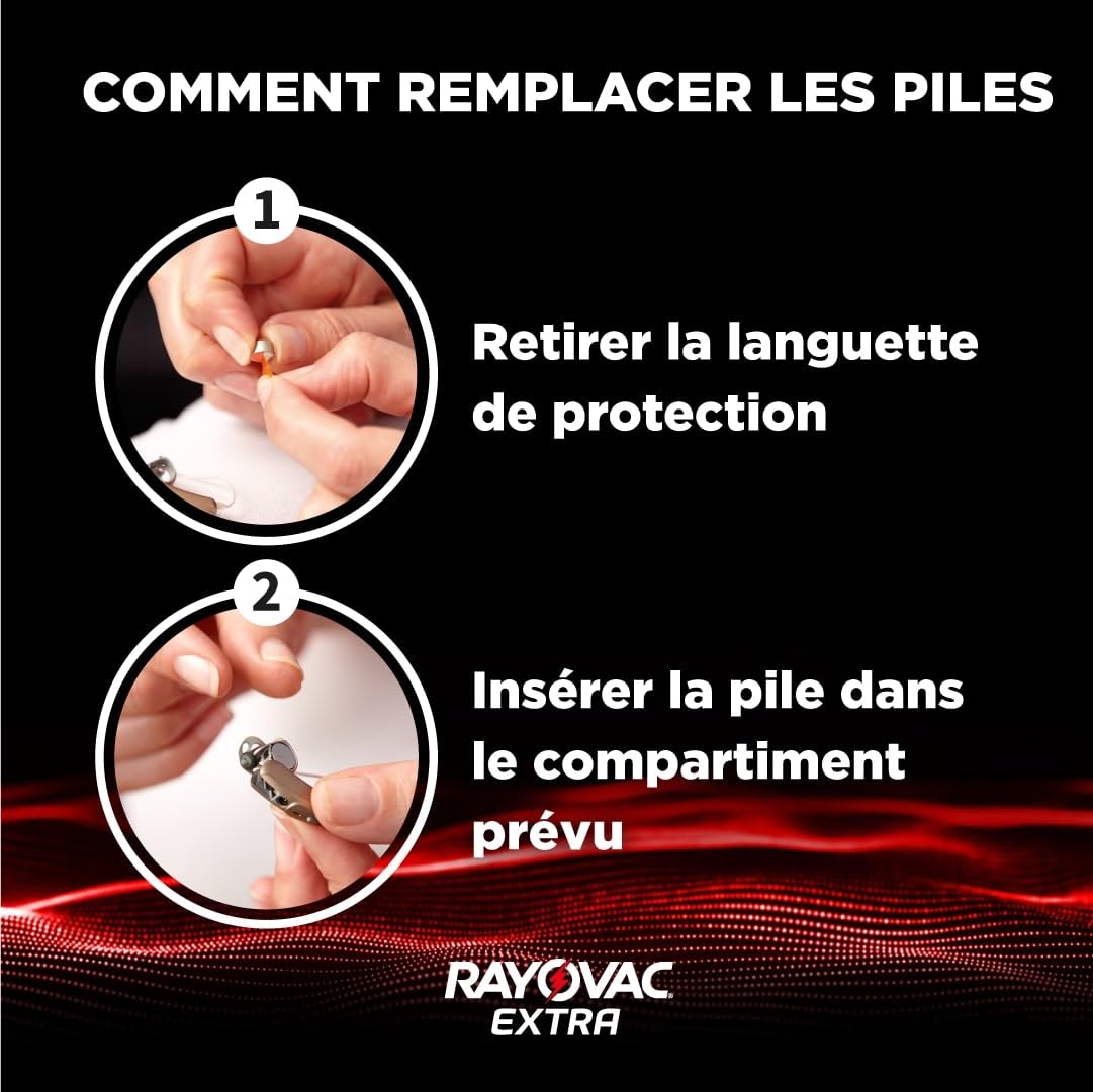 120 Piles pour appareils auditifs Rayovac Extra modèle 312, Longue durée, compatibilité Universelle, sans Mercure (15 blisters de 8 Piles)