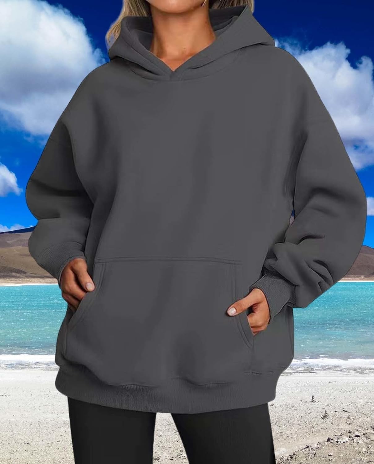 Womens Hooded Pullover Sweater Fashion Casual Loose Version With Pockets Spring And Autumn Hooded Sweater - Image 5