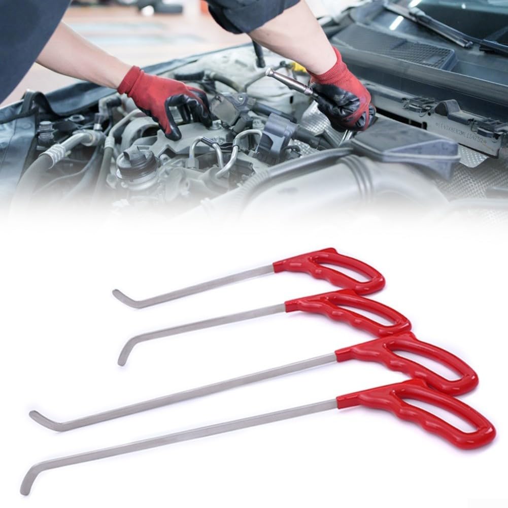 Kit d'outils de réparation de bosses sans peinture avec barre de biche en acier inoxydable et crochets pour carrosserie automobile et débosselage (31 cm)