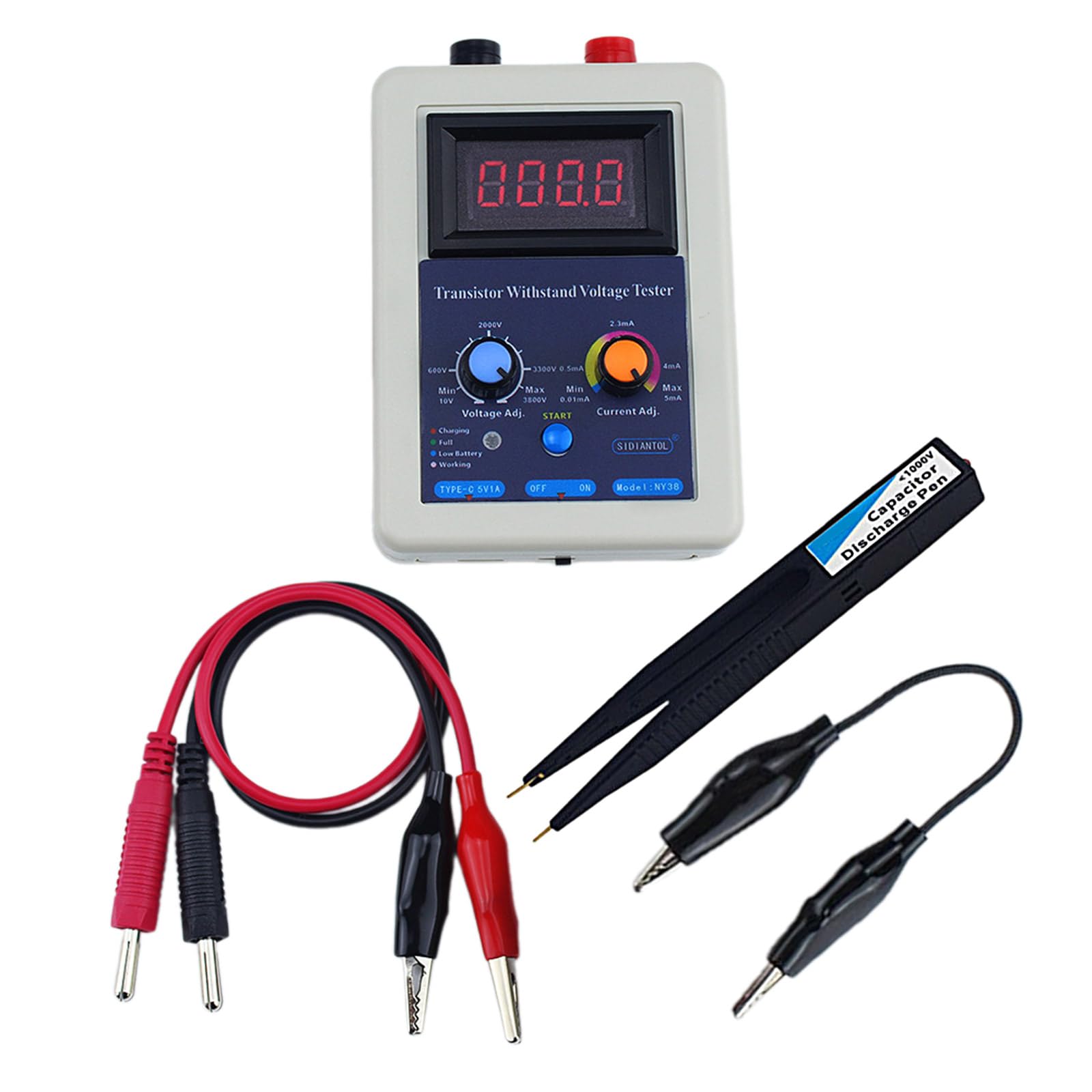 Generisch Comprobador de voltaje para componentes eléctricos, 0-3800 V, set 3 | Probador avanzado de componentes electrónicos con salida ajustable, línea de prueba adecuada