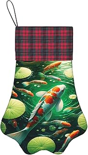 Augenstern Pet Paw Stocking Koi-Fish-Water-Pond Christmas Fireplace Hanging Stocking Xmas Decorations Gift Stocking