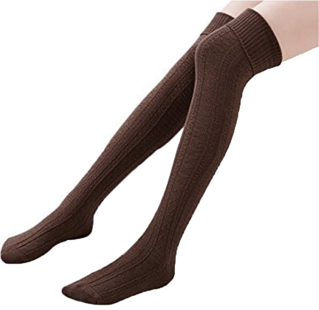Socks Over Knee Thigh High Stockings Cotton Knitted Winter Warm for Women