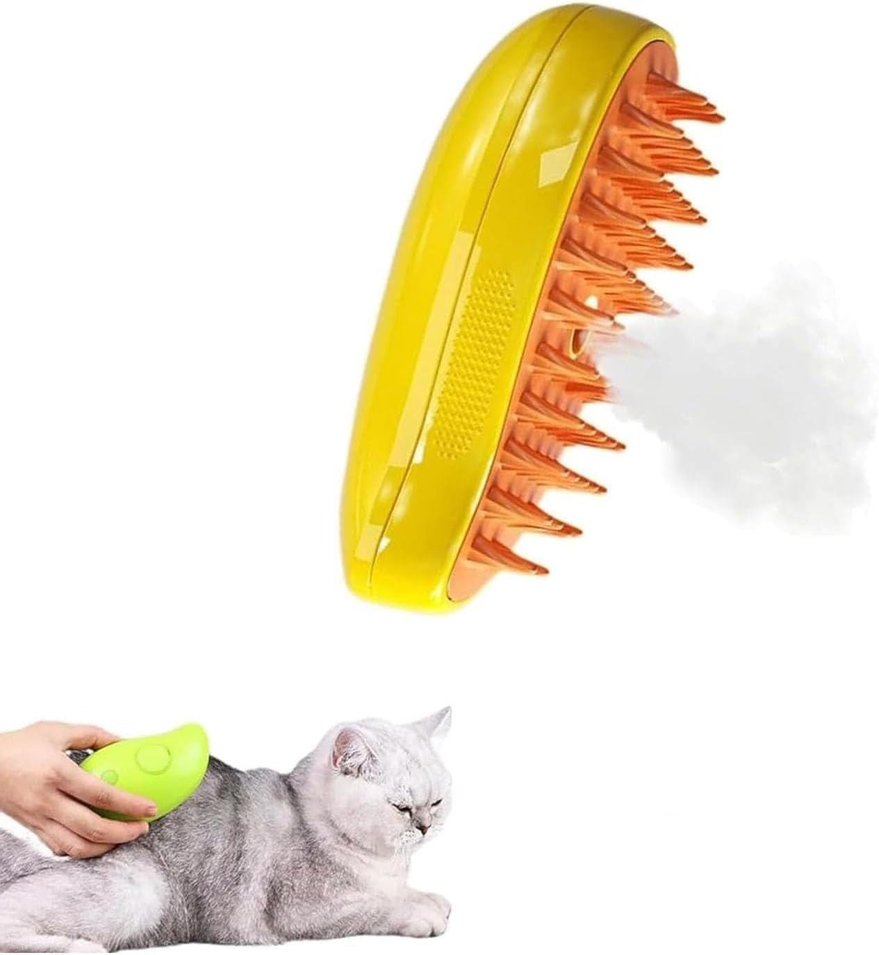 4Family Club-Cepillo Vapor para Gatos,Cepillo Gato Vapor 3 en 1,Masajes,Desenredar Nudos y Pelos Sueltos en Animales,Multifuncion,Mascotas,Perro,Conejo,Gato,Steamy Cat Brush usb B0D459715H (Amarillo)