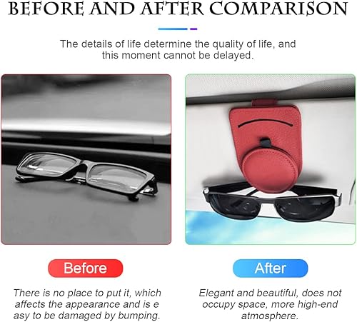 Miniatura 4 de Fekey&JF Soporte magnético de cuero para lentes de sol para automóvil, clip de soporte para anteojos con absorción magnética para visera solar de