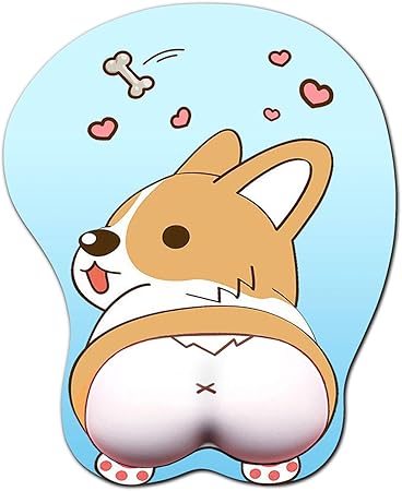 6. Tidoopu Anime Corgi Mouse Pad with Wrist Support Gel