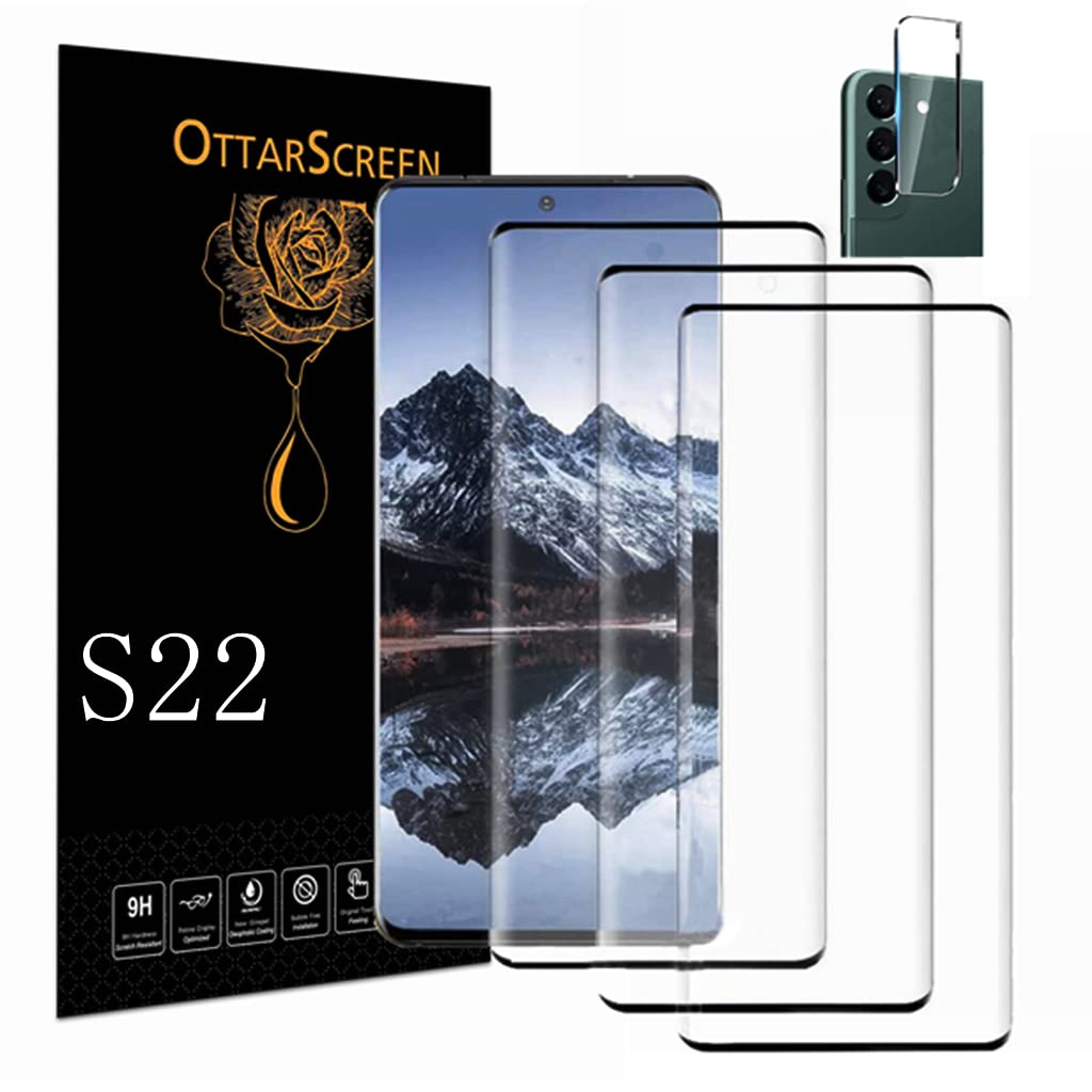 Photo 1 of Galaxy S22 Screen Protector ?3+1 Pack?With Camera Lens Protector, Compatible Fingerprint Easy Installation 3D Glass 9H Hardness Tempered Glass Screen Protector for Samsung Galaxy S22 5G
