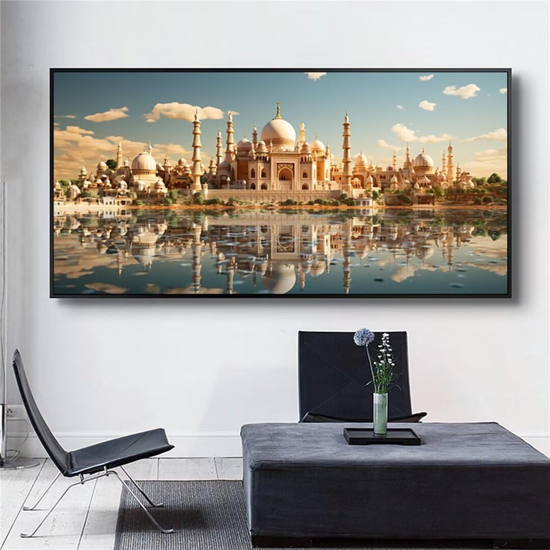 Taj Mahal Diamond Painting Groß XXL 125x55 cm DIY Diamant Painting Bilder Erwachsene, Full drill Diamond Art Kinder, Mosaic Bastelset Kunst Malen Nach Zahlen Malerei Stickerei Set Home Wand Dekor R588
