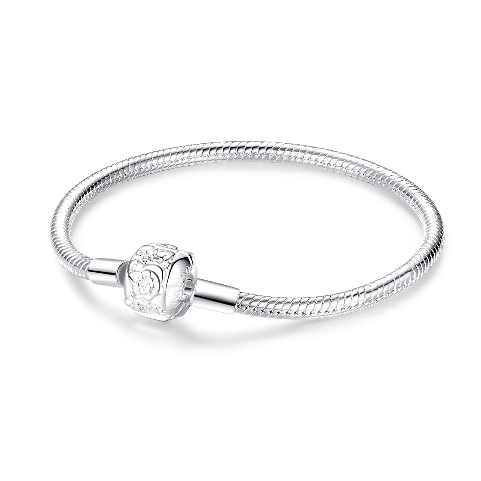 FLUFLO Armband Damen 925 Sterling Silber, Armbänder Moments Schlangen-Gliederarmband Armkette für Pandora Charm Anhänger, Valentinstag Muttertag Geburtstags Geschenk für Frauen Freundin Mama B01