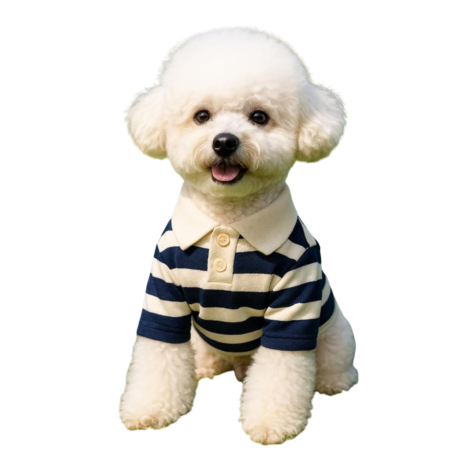 Ling & Bai Dog Cute Polo Shirts Striped Collar T-Shirt Summer Cats Outfits Breathable Thin Dogs Dress for Yorkie Puppy Kitten (S) โ image 1