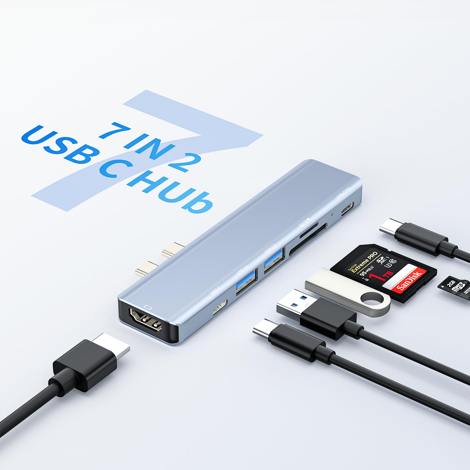 Hub USB-C MacBook compatible con funda evita quitar la carcasa con HDMI 4K 8
