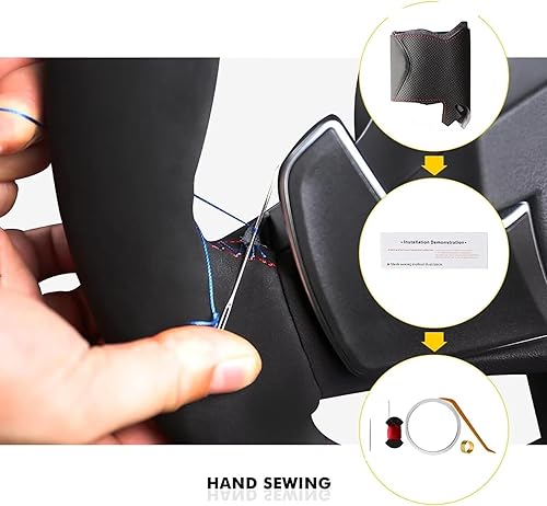 Miniatura 9 de Coche personalizado OEM negro gamuza fibra de carbono cuero genuino volante cubiertas para Toyota FJ Cruiser 2007 2008 2009 2010 2011 2012 2013 2014