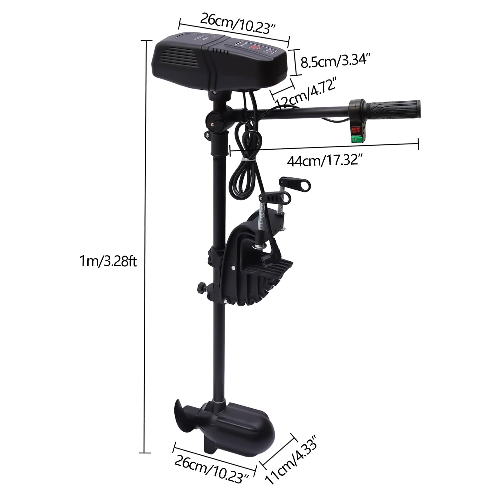 Elektryczny silnik zaburtowy 1400 W 48 V – bezszczotkowy silnik do trolingu z obrotem 360° i wyświetlaczem LED, maksymalny ciąg dla łodzi 1250-1500 kg