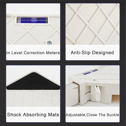 Miniatura 4 de Mini soporte para nevera, con 4 pies resistentes de altura de 15 pulgadas, pedestal de soporte de secadora de ancho largo ajustable de 18 a 26