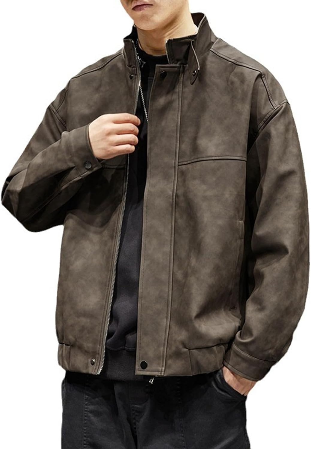 [GUREITOJP] ライダースジャケット 革ジャン メンズ クールジャケット 革ジャンパー ヴィンテージ フェイクレザーアウター