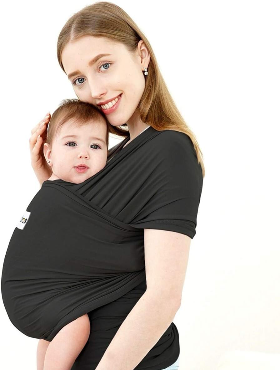 Acrabros Baby Wrap Carrier,Hands Free Baby Carrier Sling,Lightweight,Breathable,Softness,Perfect for Newborn Infants and Babies Shower Gift,Black