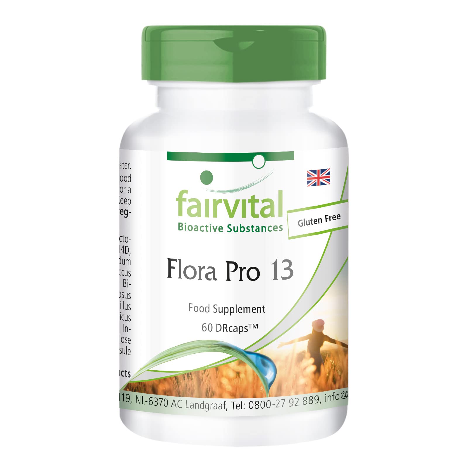 fairvitalFlora Pro 13 - Cultures Complex Probiotics and Prebiotics - Highly DOSED - 60 Capsules - 13 Bacterial strains & at Least 41.5 Billion Cultures per Capsule