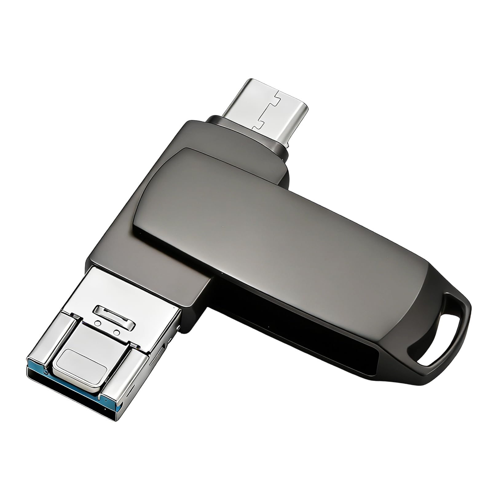 2TB USB Flash Drive, High Speed Thumb Drive Compatible with iPhone and Android, 3-in-1Design Memory Stick for PC, Laptop, and Mac, Portable Photo Backup Storage, Black - black