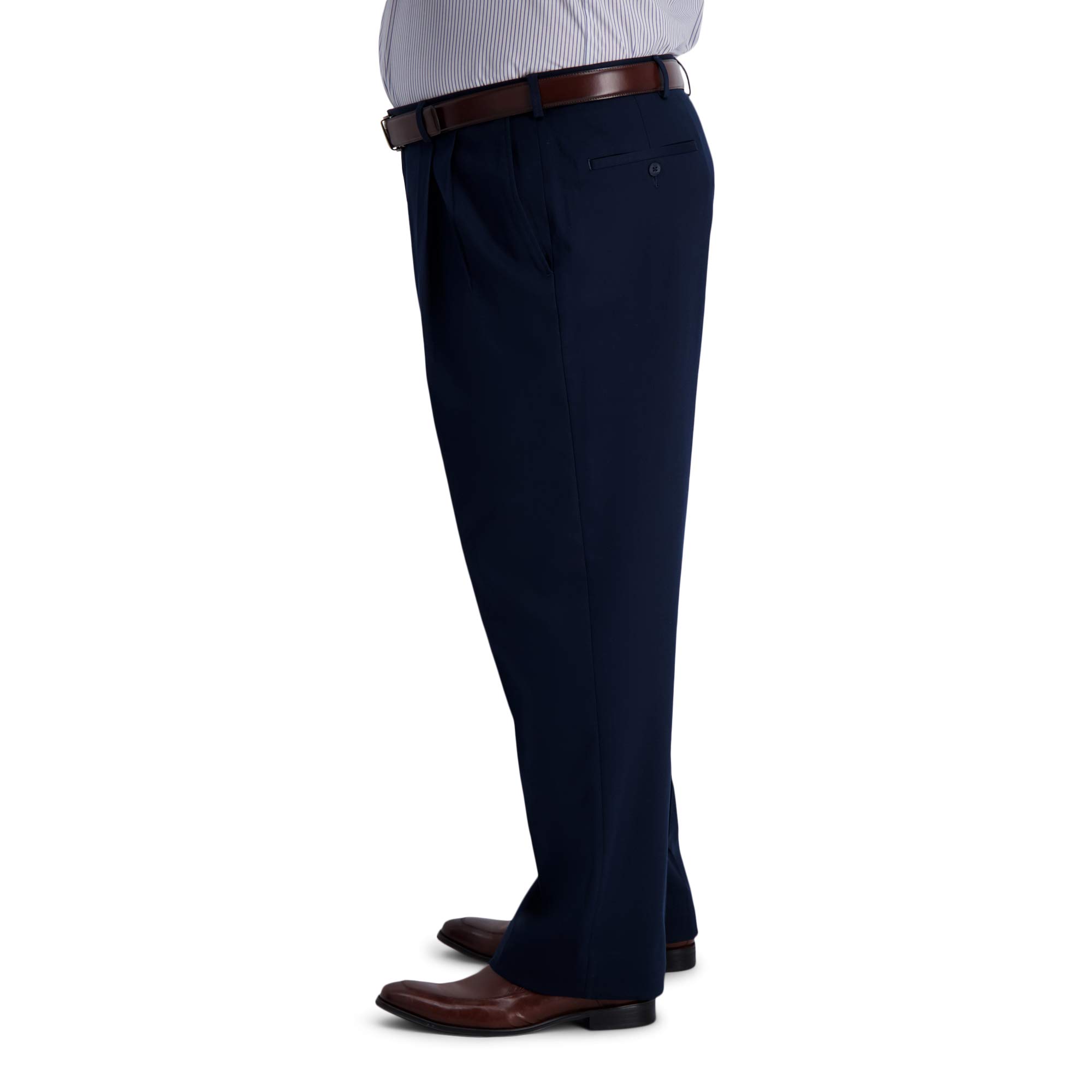 Haggar Pantalón Casual Expandible Clásico con Pliegues Frontales Caqui Sin Hierro - Pantalones Hombre