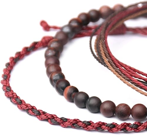 Miniatura 68 de Handmade Natural Stone Beaded Healing Bracelet Gift for Men Adjustable Rope String Bracelet
