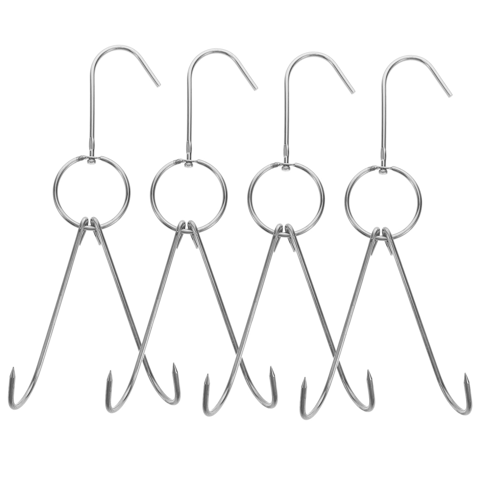 VICASKY 4pcs Stainless Steel Grill Hooks for Outdoor BBQ Cooking Meat Hanger Tools Secure for Roasting Chicken for Camping and Grilling Activities