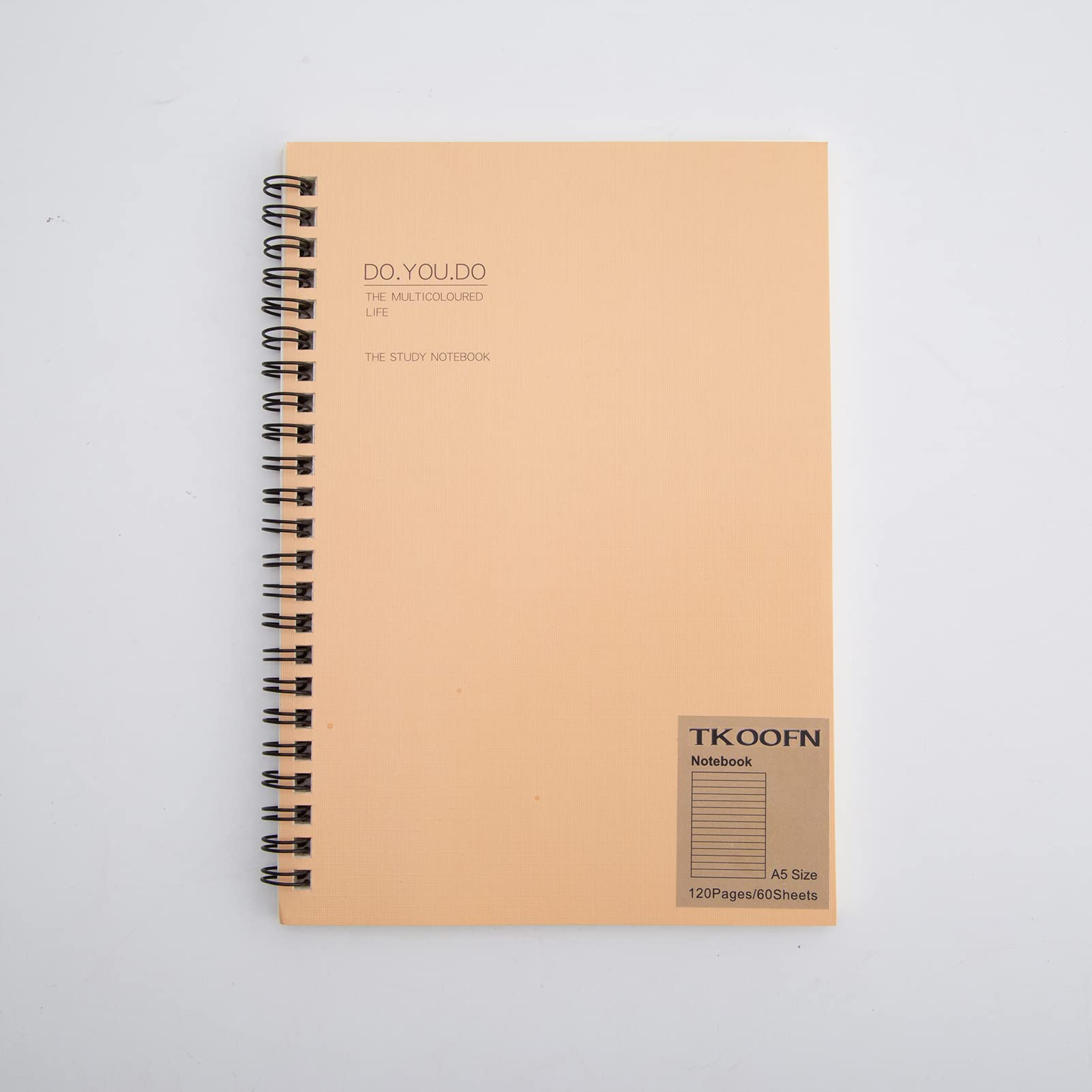 TKOOFNSpiral Notebook A5 Thick Plastic Hardcover 120 Pages/60 Sheets